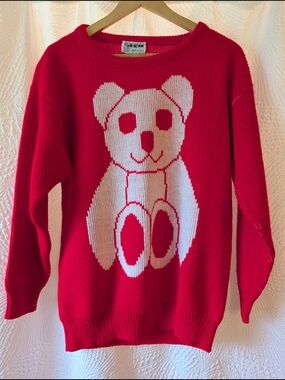 Vintage/Vintage Inspired  - High Octane- Red Bear Knit Sweater